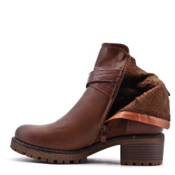 Faux leather ankle boot