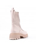 Mixed-material ankle boot