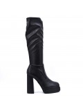 Black faux leather boot 