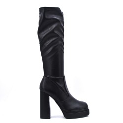 Black faux leather boot 