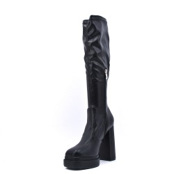 Black faux leather boot 