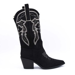 Black faux leather boot 