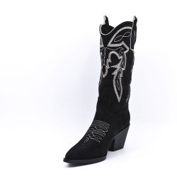 Black faux leather boot 