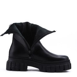 Mixed-material ankle boot