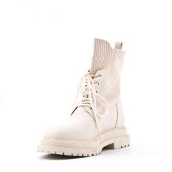 Mixed-material ankle boot