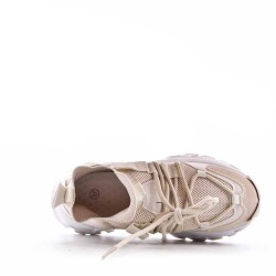 Basket mix matière à lacet pour femme