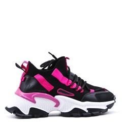 Basket mix matière à lacet pour femme