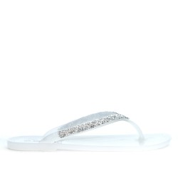 Tong blanc à strass