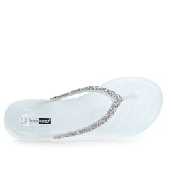 Tong blanc à strass