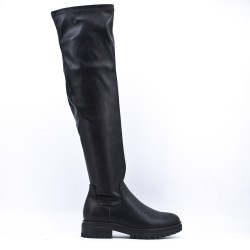 Black faux leather boot