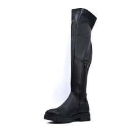 Black faux leather boot