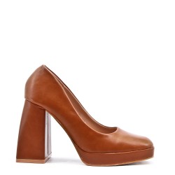 Women's faux leather heeled pumps