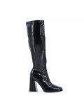 Black faux leather boot