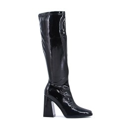 Black faux leather boot