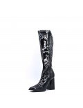 Black faux leather boot