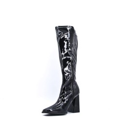 Black faux leather boot