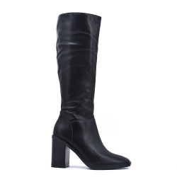 Black faux leather boot