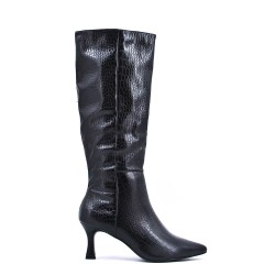 Black faux leather boot