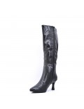 Black faux leather boot