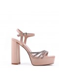 Mix-materials heeled sandal 