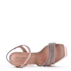 Mix-materials heeled sandal 