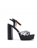 Mix-materials heeled sandal 