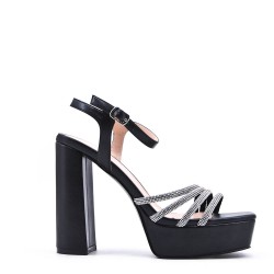 Mix-materials heeled sandal 