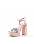 Mix-materials heeled sandal 