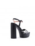 Mix-materials heeled sandal 