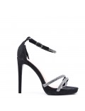 Mix-materials heeled sandal 