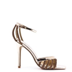 Mix-materials heeled sandal 