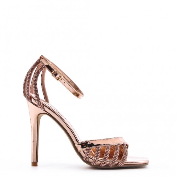 Mix-materials heeled sandal 