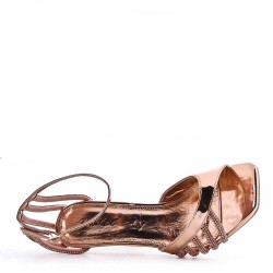 Mix-materials heeled sandal 