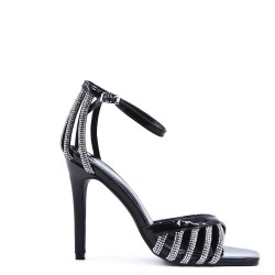 Mix-materials heeled sandal 