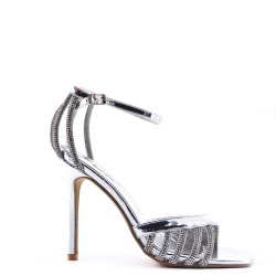 Mix-materials heeled sandal 