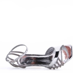 Mix-materials heeled sandal 