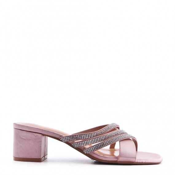 Mix-materials heeled sandal 