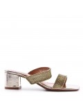 Mix-materials heeled sandal 