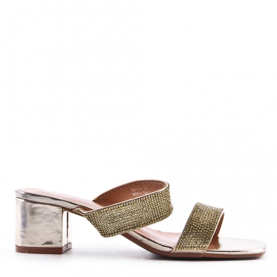 Mix-materials heeled sandal 