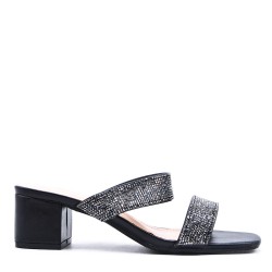 Mix-materials heeled sandal 