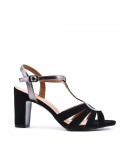 Mix-materials heeled sandal 