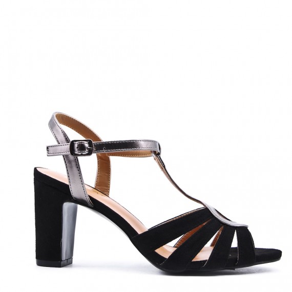 Mix-materials heeled sandal 