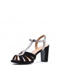 Mix-materials heeled sandal 