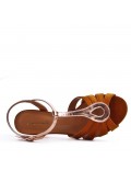 Mix-materials heeled sandal 