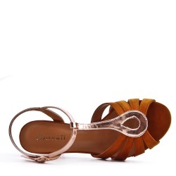 Mix-materials heeled sandal 