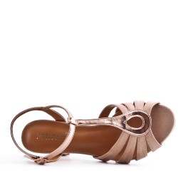 Mix-materials heeled sandal 