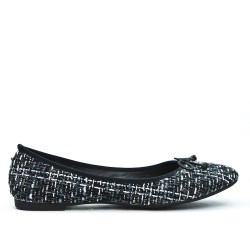 Ballerine grande taille noire à nœud