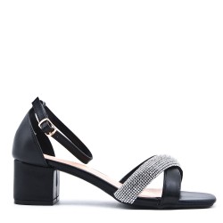 Mix-materials heeled sandal 