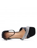 Mix-materials heeled sandal 