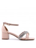 Mix-materials heeled sandal 